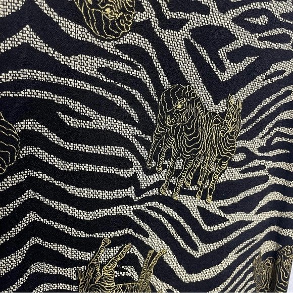 VTG Aspeed Design Gothic Punk Grunge Zebra Metallic Print Slinky Gold Mini Dress - Picture 2 of 6